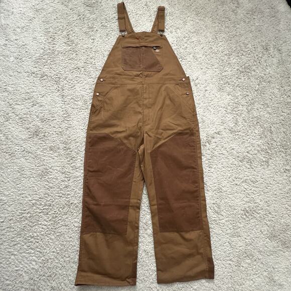 Dickies Mens Waxed Canvas Double Front Bib Overalls Large Brown Duck NWT - Picture 9 of 16
